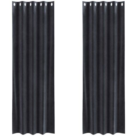 vidaXL Blackout Curtains 2 pcs Dark Grey 140 x 245 cm Velvet