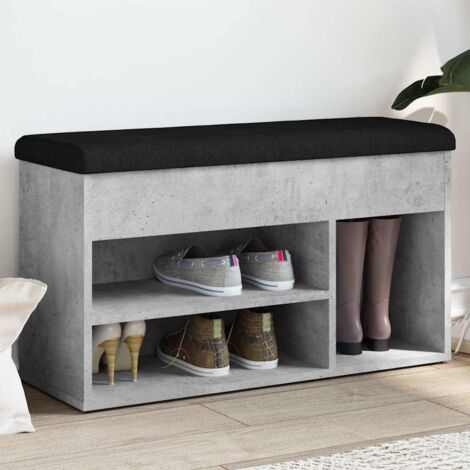 vidaXL Shoe Bench Concrete Grey 82x32x45,5 cm Engineered Wood
