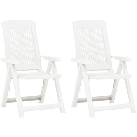 Garden Reclining Chairs 2 pcs Plastic White vidaXL