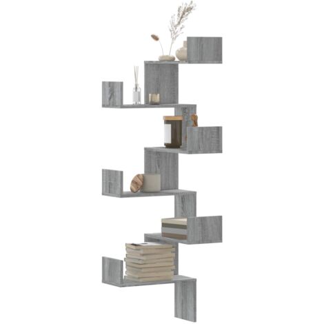 vidaXL Wall Corner Shelf Grey Sonoma 45x45x147 cm Engineered Wood