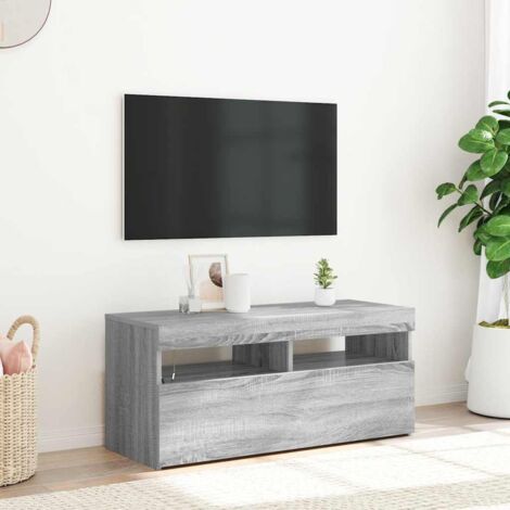 vidaXL TV Cabinet with LED Lights Grey Sonoma 90x35x40 cm