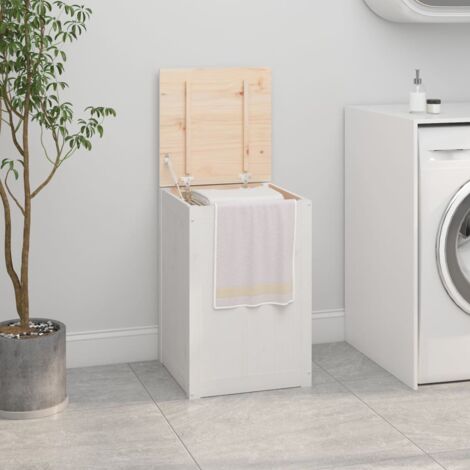 vidaXL Laundry Box White 44x44x66 cm Solid Wood Pine