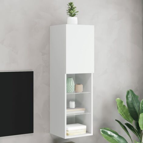 vidaXL TV Cabinet with LED Lights White 30,5x30x102 cm