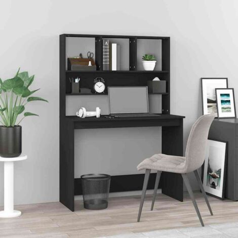 vidaXL Desk with Shelves Black 102x45x148 cm Engineered Wood