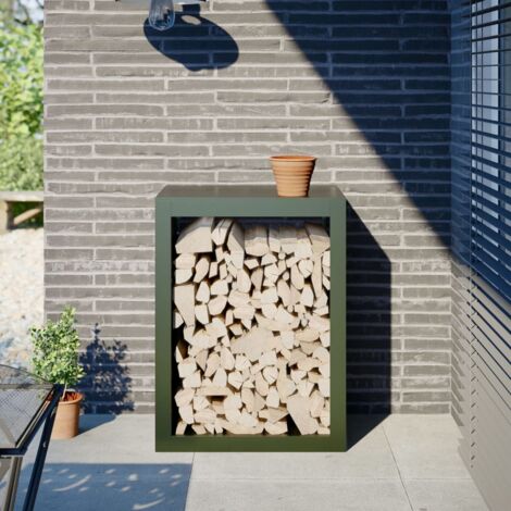 vidaXL Firewood Rack Green 60x40x80 cm Steel (1/5)