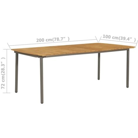 vidaXL Gartentisch 200x100x72 cm Massivholz Akazie und Stahl