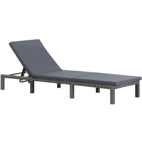 vidaXL Sonnenliege mit Auflage Poly Rattan Anthrazit