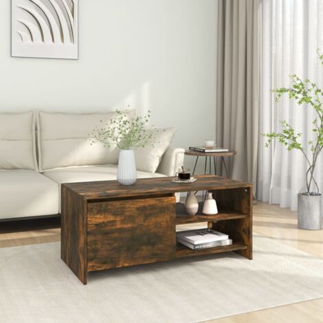 vidaXL Coffee Table Smoked Oak 102x50x45 cm Engineered Wood (1/5)