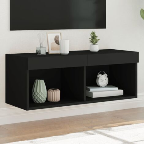 vidaXL TV Cabinet with LED Lights Black 80x30x30 cm