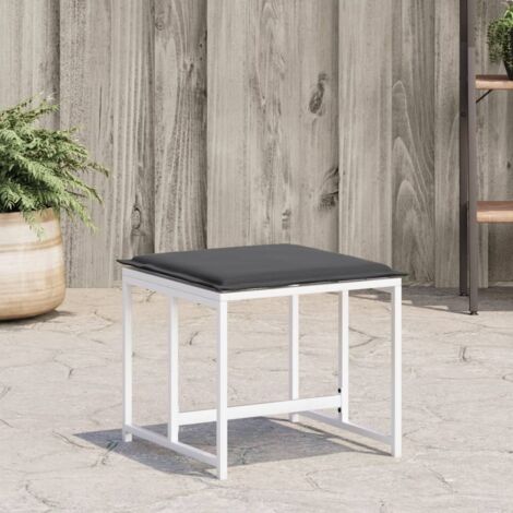 vidaXL Garden Stools with Cushions 4 pcs White Steel and Textilene