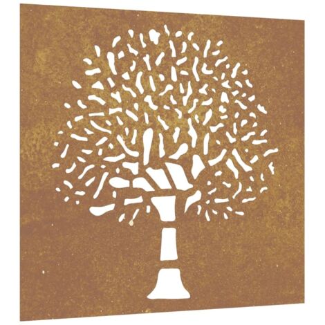Garten-Wanddeko 55x55 cm Cortenstahl Baum-Design vidaXL