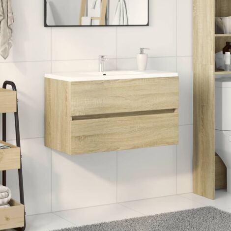 vidaXL Sink Cabinet Sonoma Oak 80x38,5x45 cm Engineered Wood