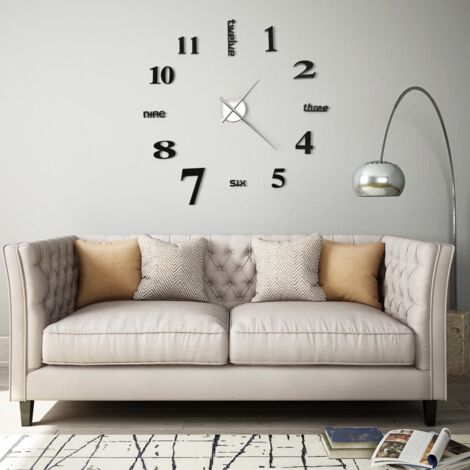 vidaXL Wanduhr 3D Modernes Design 100 cm XXL Schwarz