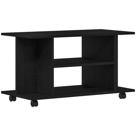 vidaXL TV-Schrank mit Rollen Schwarz Eichen-Optik 80x40x45 cm