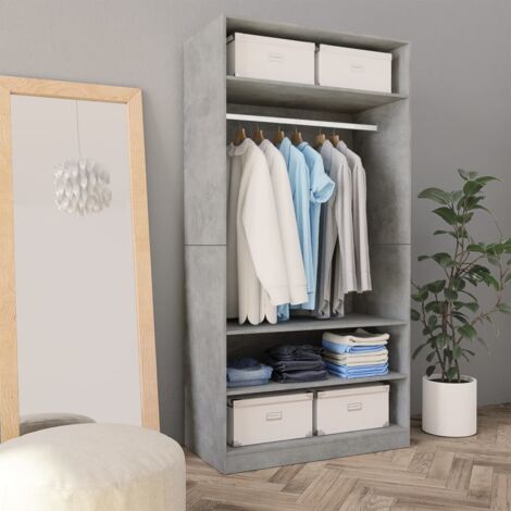 vidaXL Kleiderschrank Grau Zement 100x50x200 cm Pressspan