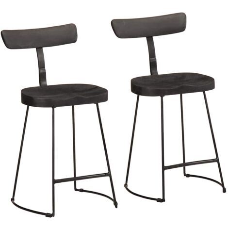 vidaXL Barhocker 2 Stk. Schwarz 49x43x79 cm Mango Massivholz