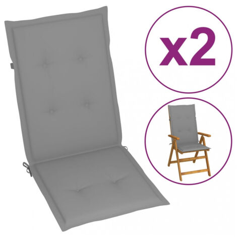 vidaXL Gartenstuhlauflagen für Hochlehner 2 Stk. Grau 120x50x3cm Stoff