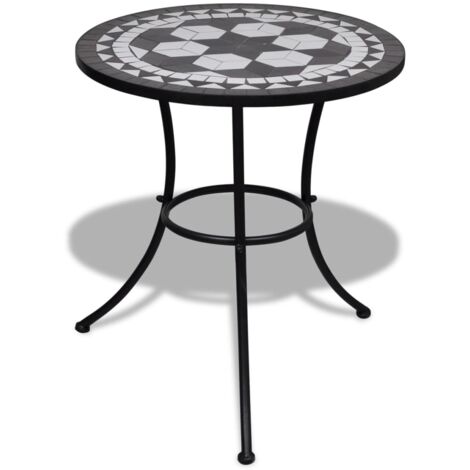 vidaXL Bistrotisch Schwarz und Weiß 60 cm Mosaik