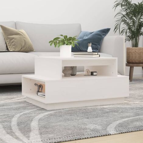 vidaXL Coffee Table White 80x55x40,5 cm Solid Wood Pine (1/5)