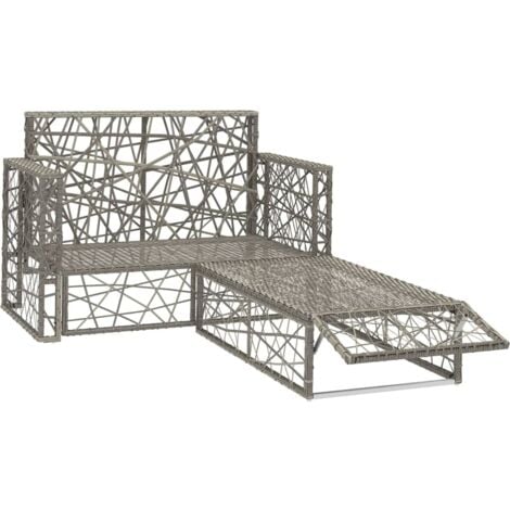 vidaXL 2-tlg. Garten-Lounge-Set mit Auflagen Poly Rattan Grau