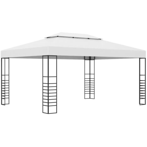Gartenpavillon Pulverbeschichteter Stahl 4x3x2,7 m Weiß vidaXL