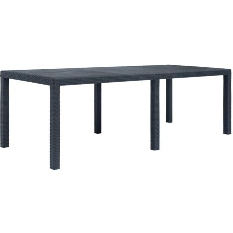vidaXL Gartentisch Anthrazit 220x90x72 cm Kunststoff Rattan-Optik