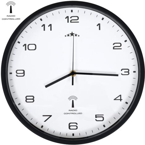 vidaXL Radio Controlled Wall Clock Quartz Movement 31 cm White & Black