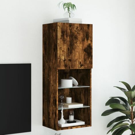 vidaXL TV Cabinet with LED Lights Smoked Oak 40,5x30x102 cm (1/5)