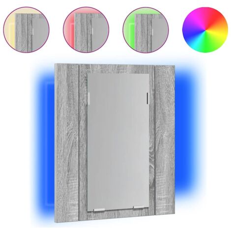 vidaXL LED-Spiegelschrank Grau Sonoma 40x12x45 cm Holzwerkstoff