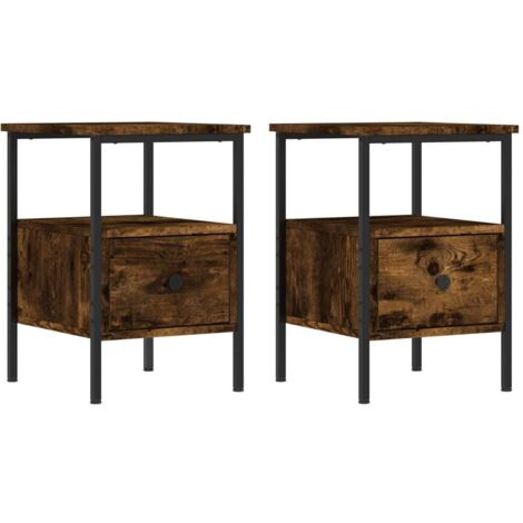 vidaXL Bedside Cabinets 2 pcs Smoked Oak 34x36x50 cm Engineered Wood