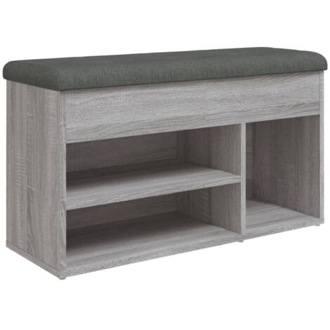 vidaXL Shoe Bench Grey Sonoma 82x32x45,5 cm Engineered Wood