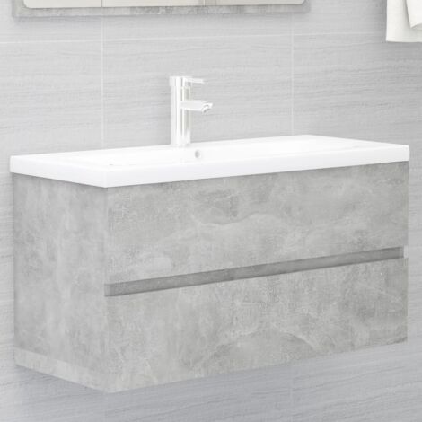 vidaXL Sink Cabinet Concrete Grey 90x38,5x45 cm Engineered Wood
