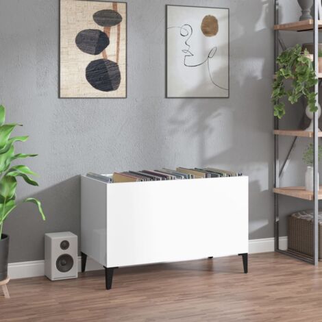vidaXL Record Cabinet High Gloss White 74,5x38x48 cm Engineered Wood