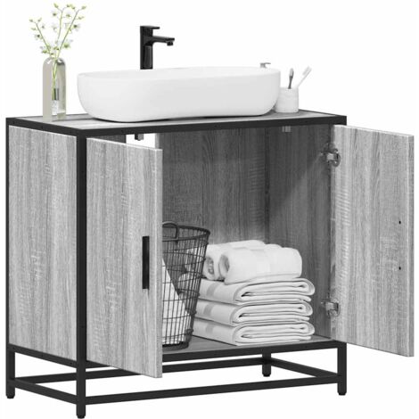 vidaXL Bathroom Sink Cabinet Grey Sonoma 65x33x60 cm Engineered Wood