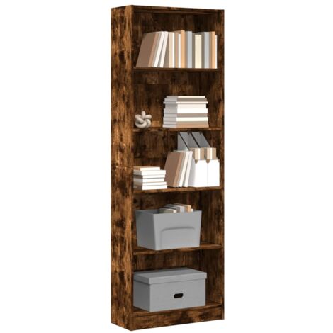 vidaXL Bookcase Smoked Oak 60x24x176 cm Engineered Wood