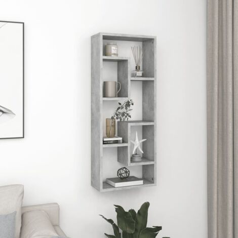 Wandregal Grau Beton 36x16x90 cm Ingenieurholz