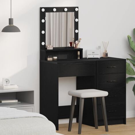 Schminktisch mit LED-Leuchten Schwarz Eiche 50x41x135 cm vidaXL615440