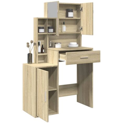 vidaXL Schminktisch mit Schrank Sonoma-Eiche 80x35x132 cm