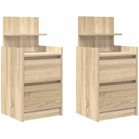 vidaXL Bedside Cabinets with 2 Drawers 2 pcs Sonoma Oak 38x34x80 cm