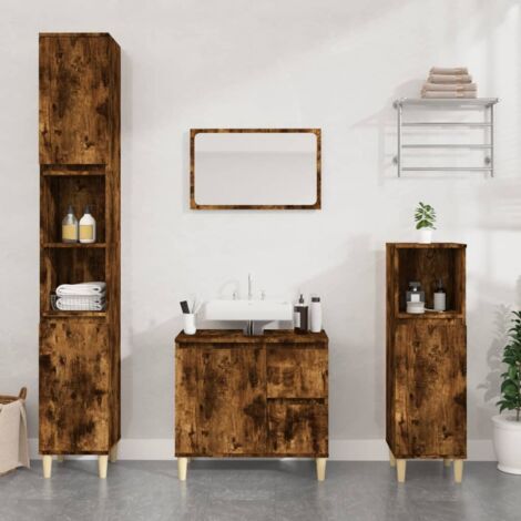 Badschrank Rauchiger Eichenholz 30x30x190 cm aus Holzwerkstoff