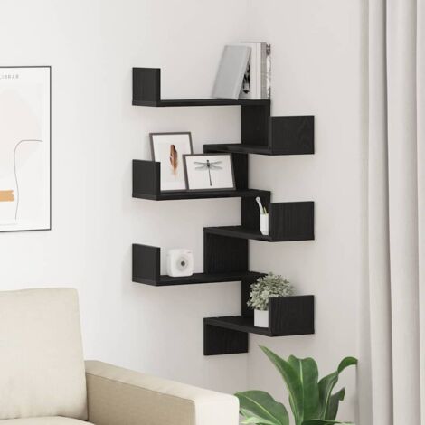 vidaXL Wandregale 2er Set Schwarz Eiche 40x40x49,5 cm Holzwerkstoff