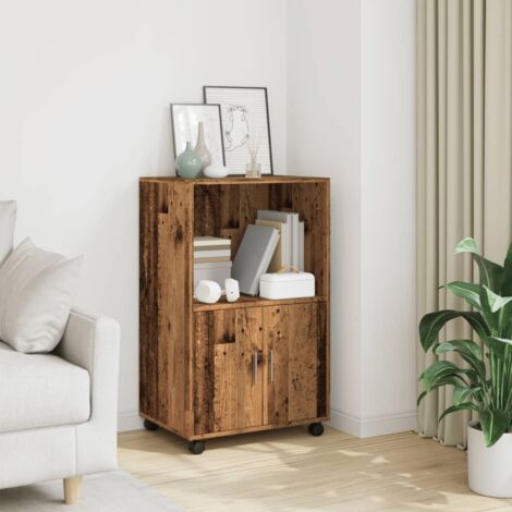vidaXL Rolling Cabinet Old Wood 55x40x91 cm Engineered Wood