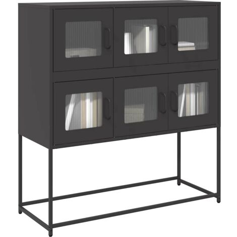 vidaXL Sideboard Schwarz 100,5x39x107 cm Kaltgewalzter Stahl (1/5)