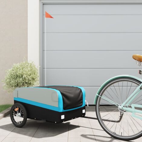 vidaXL Bike Trailer Black and Blue 45 kg Iron