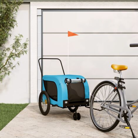 vidaXL Pet Bike Trailer Blue and Black Oxford Fabric and Iron (1/5)