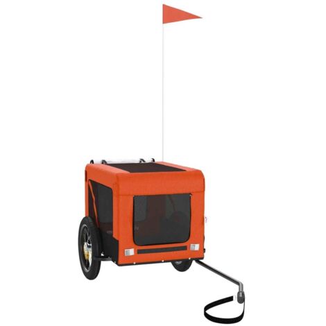 vidaXL Pet Bike Trailer Orange and Black Oxford Fabric&Iron