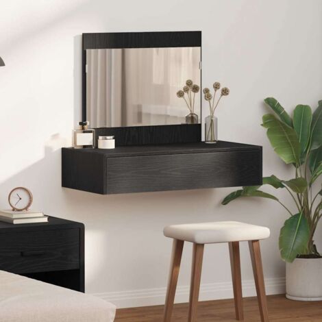 vidaXL Wandhängender Schminktisch Schwarz Eiche 83x40x70 cm