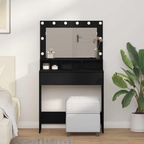 Schminktisch mit LED-Leuchten Schwarz Eiche 79x41x135 cm vidaXL117582