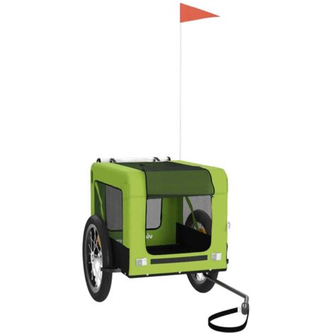 vidaXL Pet Bike Trailer Green and Black Oxford Fabric and Iron