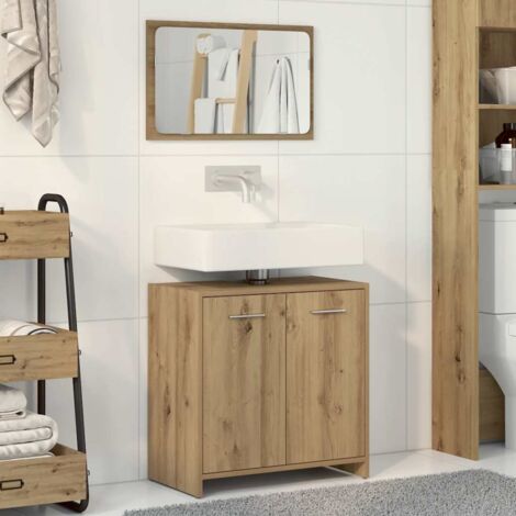 vidaXL Badschrank mit Spiegel Artisan-Eiche Holzwerkstoff